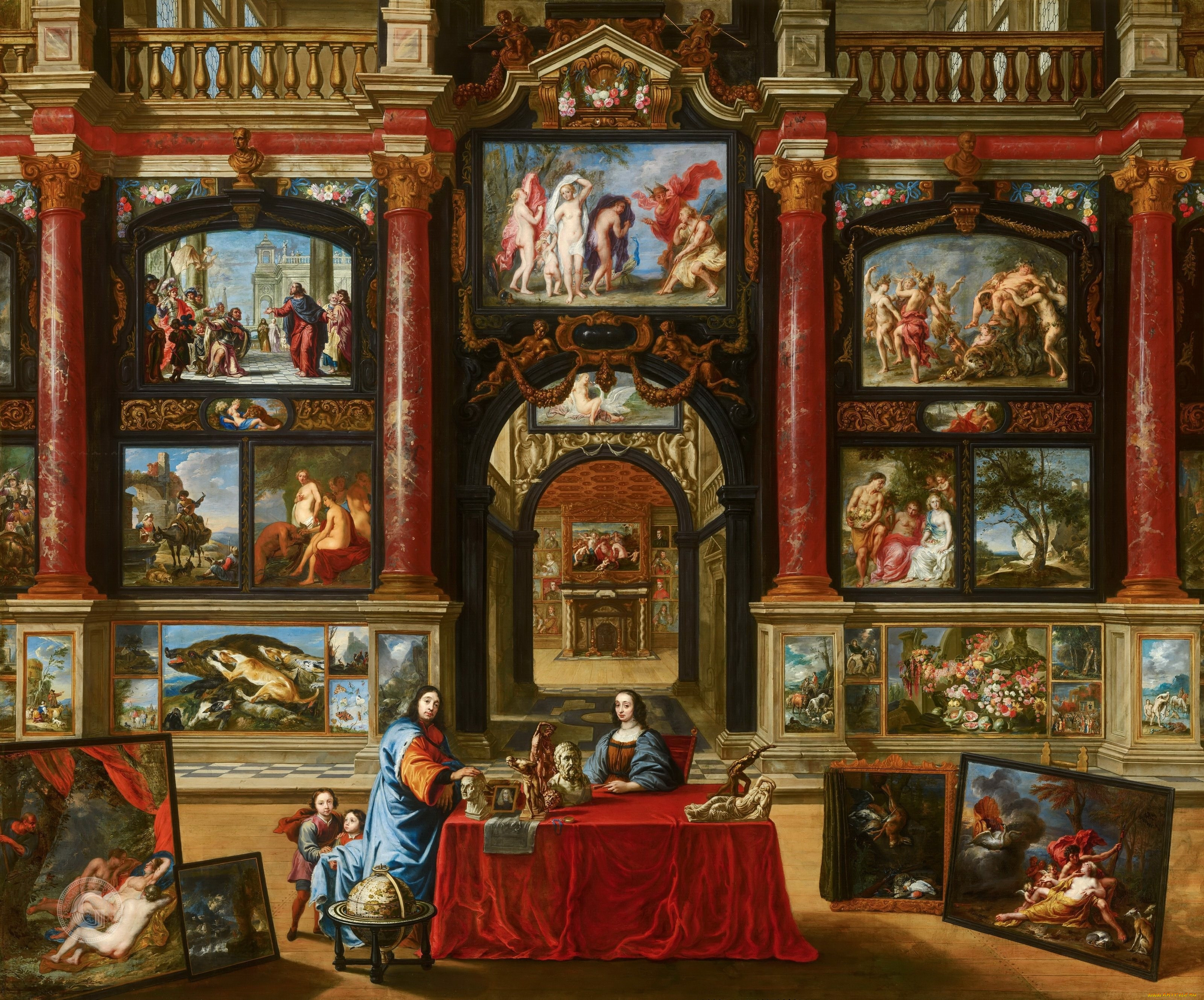 coques,  gonzales - interior with figures before a picture collection, , , e, mauritshuis, , , e, , , , , , , 
